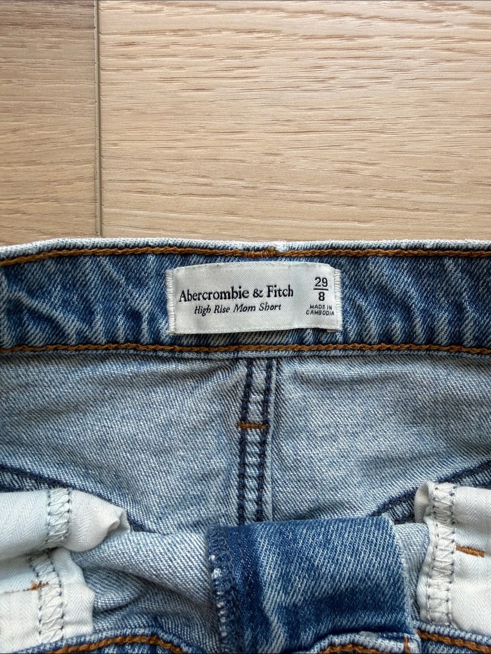 Distressed Abercrombie High-Rise Mom Short Denim Shorts - Light Blue - Picture 3 of 3